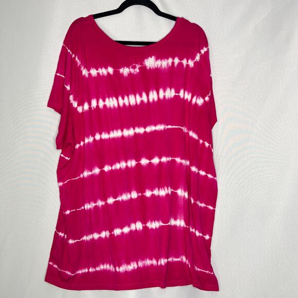 Torrid Super Soft Knits Pink Short Sleeve T-Shirt in Tie Dye Size 5X - Picture 4 of 8